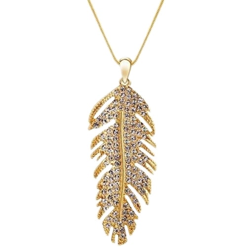 Fine 14k Yellow Gold Diamond Cut Elegant Boho Feather Pendant Necklace
